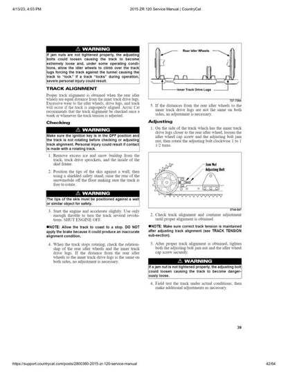 Arctic ZR120 Kitty Cat Snowmobile Service Manual sample page from the repair manual