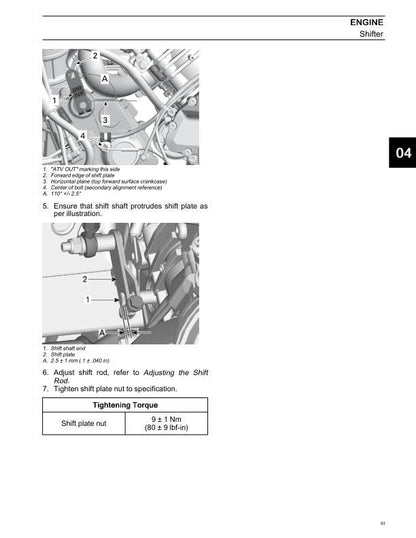 Can Am Renegade ATV Service Manual sample page with diagrams and specifications
