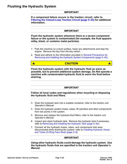 Toro 9060 Outcross Mower Service Manual sample page with technical illustrations