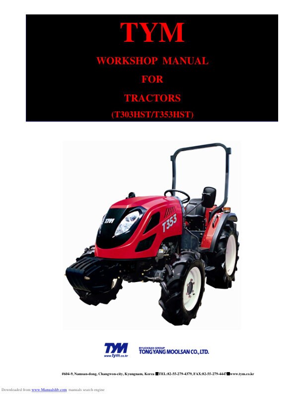 TYM T303 T353 HST Compact Tractor Service Manual factory service manual title page