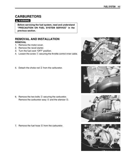 Suzuki DF 2.5 Outboard Service Manual sample page with technical illustrations
