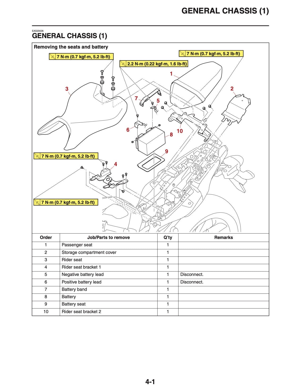 Yamaha MT-07 Motorcycle Service Manual sample page with technical illustrations
