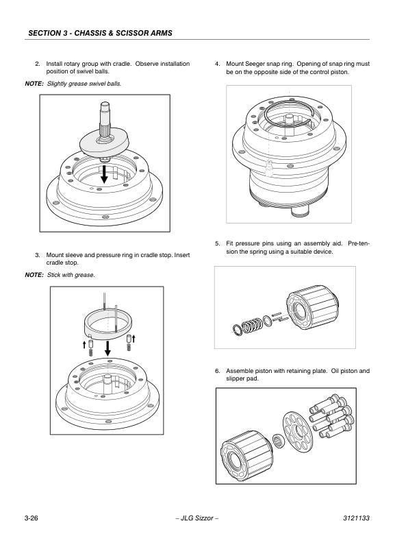 JLG 3394 4394 RT Scissor Lift Service Manual sample page with diagrams and specifications