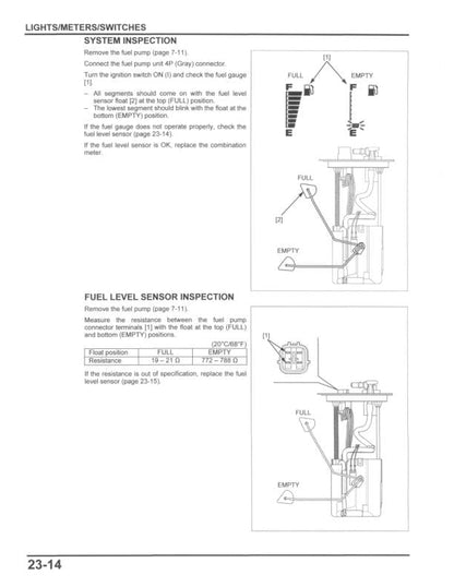 Honda Pioneer SXS1000 M2 M4 UTV Service Manual sample page with service data and tables