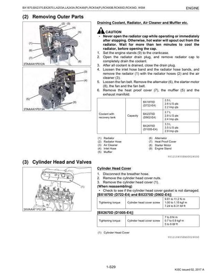 Kubota Tractor Service Manual sample page showing repair procedures