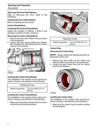 Sea-Doo Switch Pontoon Boat Service Manual sample page showing repair procedures