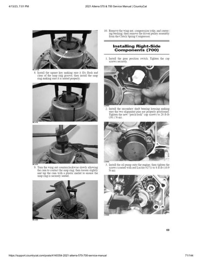 Arctic Cat Alterra 570 700 ATV Service Manual sample page showing schematics and diagrams