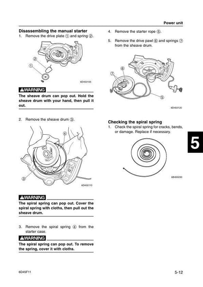 Yamaha F15B Outboard Service Manual sample page showing repair procedures