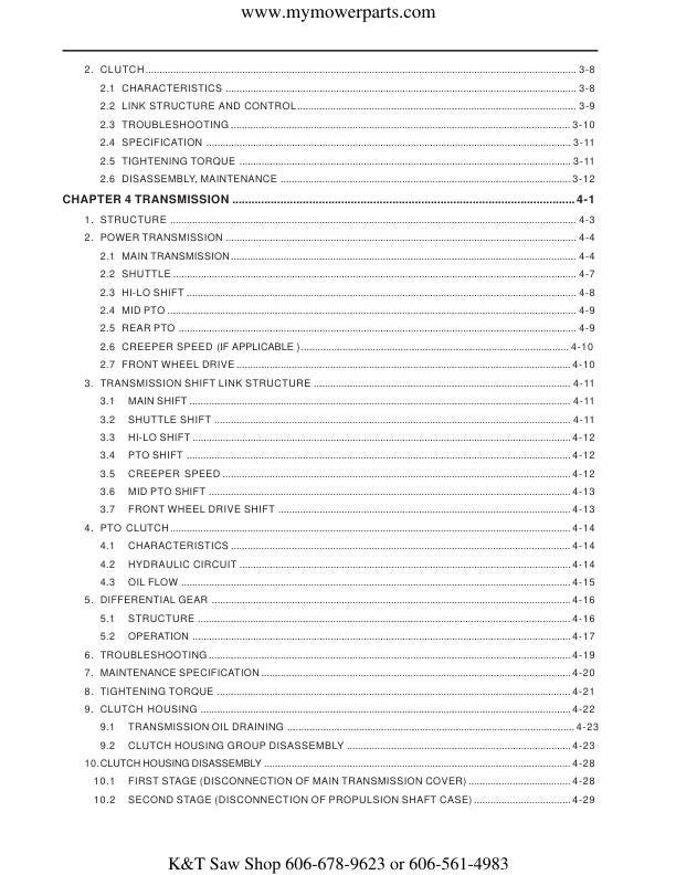Cub Cadet 8354 8404 Tractor Service Manual sample page from service manual