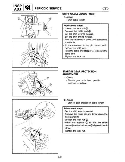 Yamaha F8B F9.9A F9.9B T9.9U Outboard Service Manual sample page with diagrams and specifications
