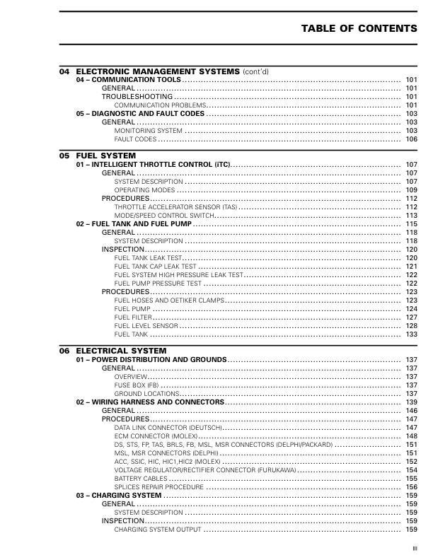 Seadoo GTI GTR Wake 170 Fish Pro Service Manual sample page with diagrams and specifications