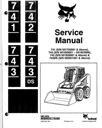 Bobcat 741 742 743 Skid Steer Loader Service Manual factory service manual title page