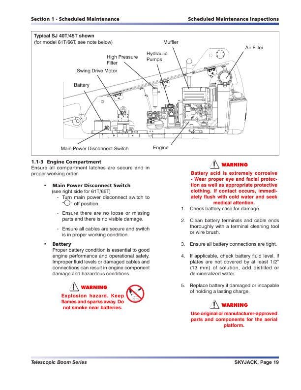 Skyjack SJ40T SJ45T Telescopic Boom Lift Service Manual sample page from service manual
