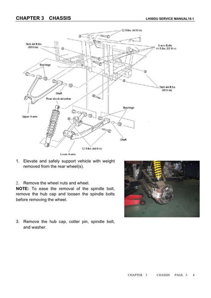 Linhai Crossfire E5 LH50U UTV Service Manual sample page with diagrams and specifications