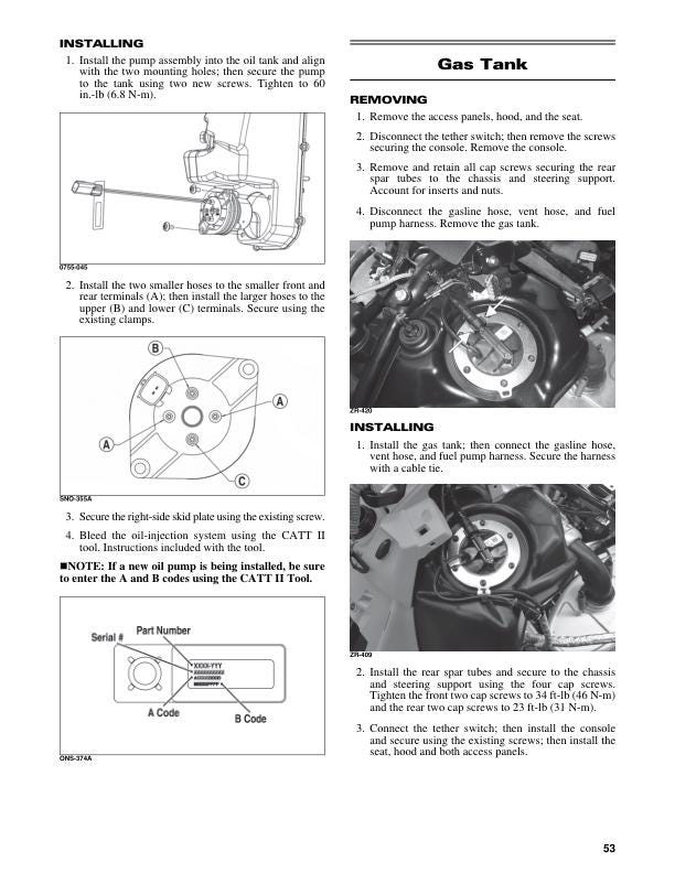 Arctic Cat Norseman Riot Touring ZR M 400 Snowmobile Service Manual sample page from the repair manual