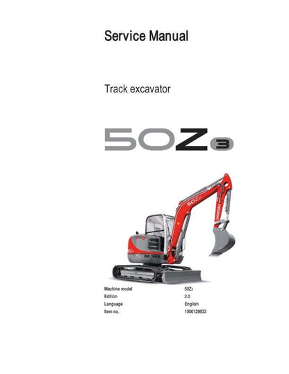 Wacker Neuson 50 Z3 6003 Track Excavator Service Manual factory service manual title page