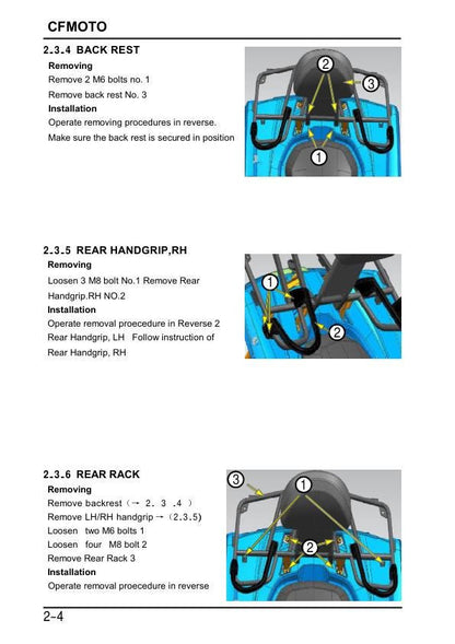 CFMOTO CFORCE 400 Service Repair Manual table of contents