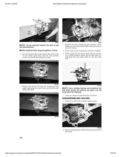 Arctic Cat Wildcat Trail UTV Service Manual sample page from the repair manual