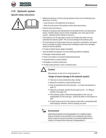 Wacker Neuson 28Z3 Track Excavator Service Manual sample page from the repair manual