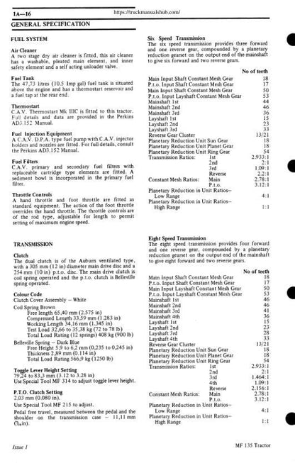 Massey Ferguson 148 Tractor Service Manual sample page from the repair manual