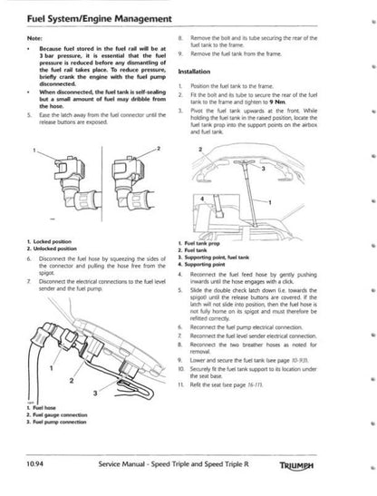 Triumph Speed Triple Motorcycle Service Manual sample page from the repair manual