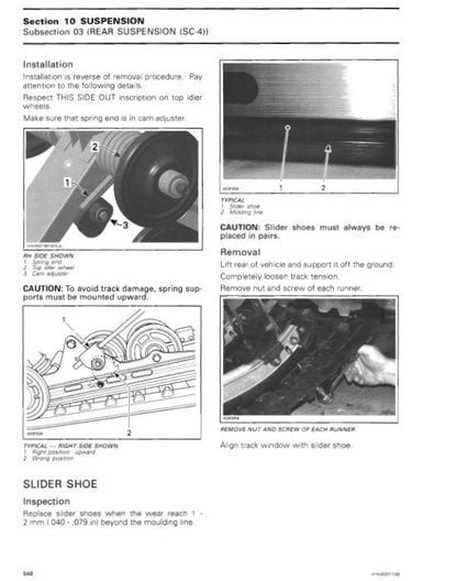 Skidoo Expedition Freestyle Tundra Legend Snowmobile Service Manual sample page with technical illustrations