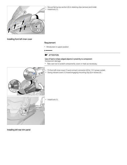 BMW S1000 XR K69 Motorcycle Service Manual sample page with technical illustrations