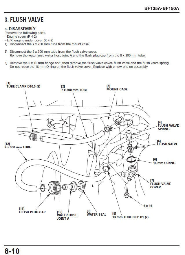 Honda BF135A BF150A Outboard Service Manual sample page from the repair manual