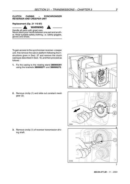 New Holland TD 60 70 80 90 95 Tractor Service Manual sample page with technical illustrations