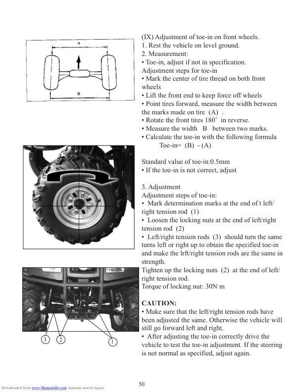Baja WD250U Wilderness Trail Service Manual sample page with technical illustrations