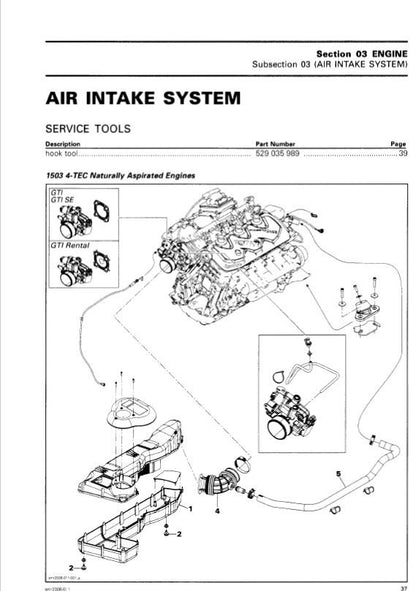 Sea-Doo GTI GTX RXP RXT Service Manual sample page from service manual