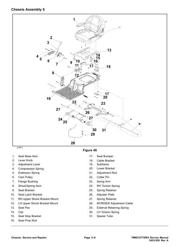 Toro Timecutter 74685 74687 74690 74694 Mower Service Manual sample page with diagrams and specifications
