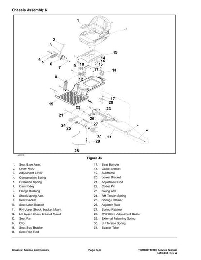 Toro Timecutter 74685 74687 74690 74694 Mower Service Manual sample page with diagrams and specifications