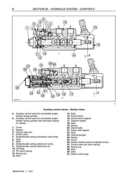 New Holland TD 60 70 80 90 95 Tractor Service Manual sample page showing schematics and diagrams