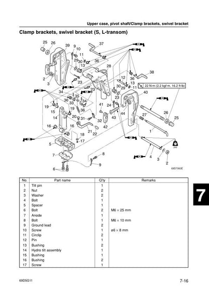Yamaha E60H Outboard Service Manual sample page showing schematics and diagrams