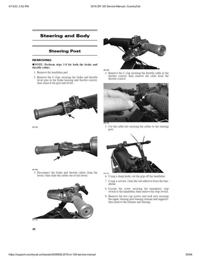 Arctic ZR120 Kitty Cat Snowmobile Service Manual sample page showing schematics and diagrams