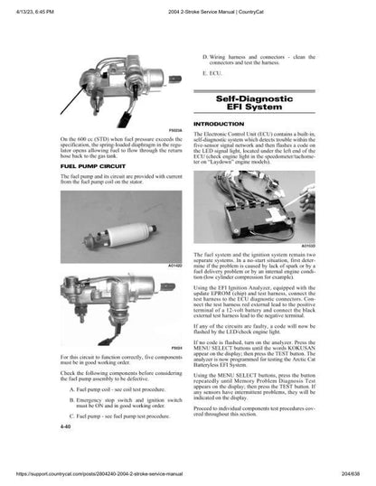 Arctic Cat Firecat Mountain Cat Pantera ZR Snowmobile Service Manual sample page showing repair procedures