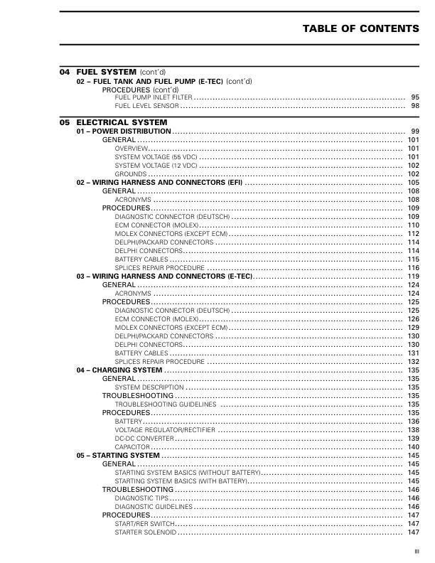 Skidoo Mach Z Snowmobile Service Manual sample page with diagrams and specifications