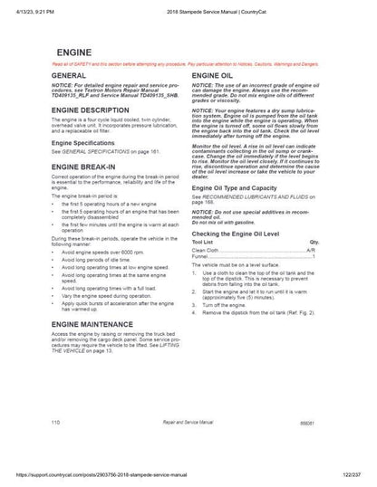 Textron (Arctic Cat) Stampede 900 UTV Service Manual sample page with technical illustrations