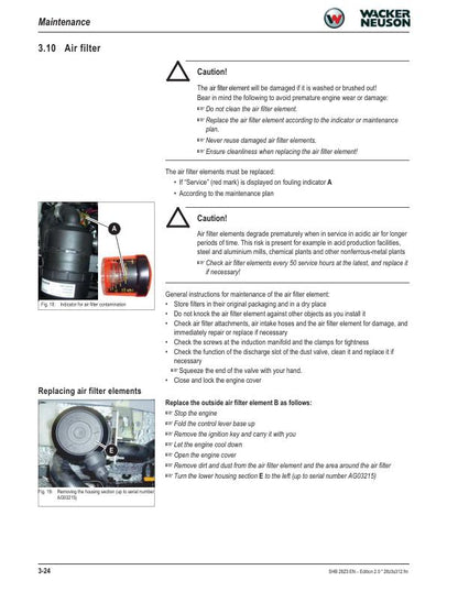 Wacker Neuson 28Z3 Track Excavator Service Manual sample page with technical illustrations