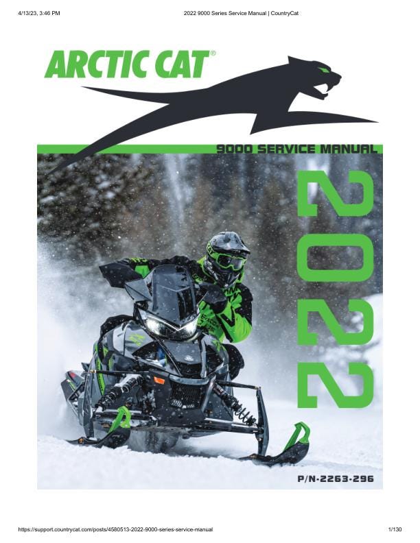 Arctic Cat Thundercat ZR 9000 Snowmobile Service Manual factory service manual title page