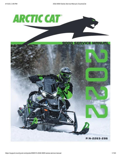 Arctic Cat Thundercat ZR 9000 Snowmobile Service Manual factory service manual title page
