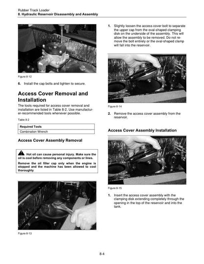 Terex PT 50 60 Rubber Track Loader Service Manual sample page with service data and tables