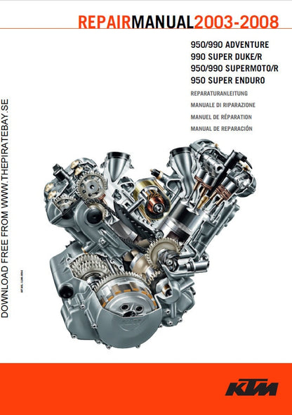 KTM 950 990 LC8 Motorcycle Engine Service Manual factory service manual title page