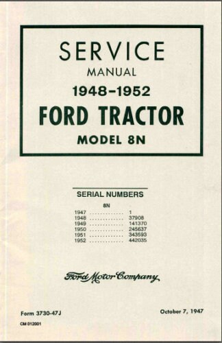 Ford 2N 8N 9N Tractor Service Manual sample page from service manual