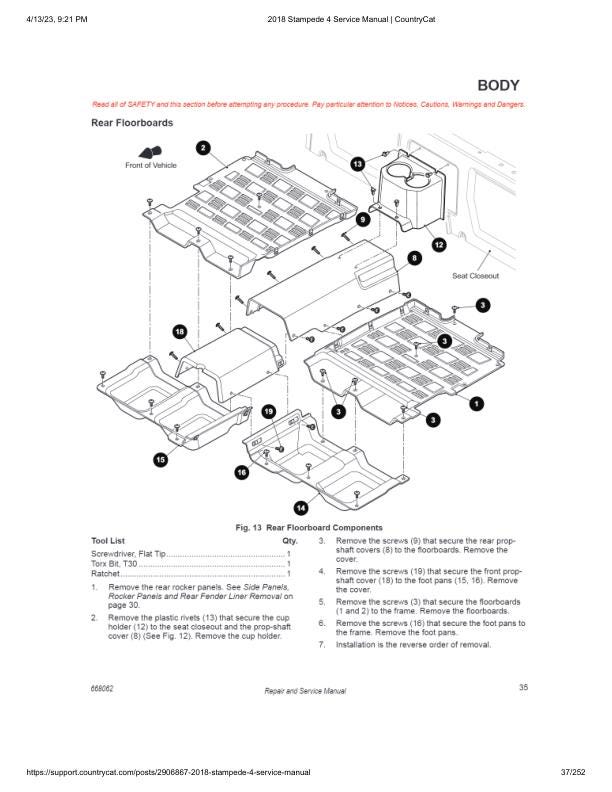 Textron (Arctic Cat) Stampede XTR UTV Service Manual sample page with diagrams and specifications