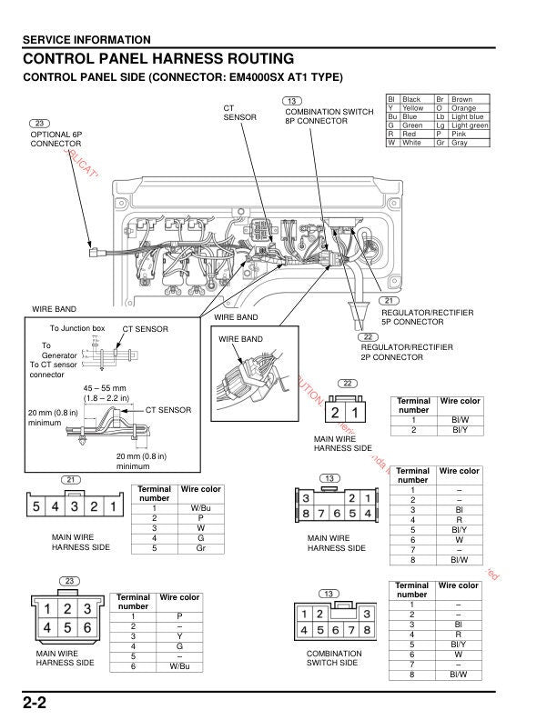 Honda EM4000 EM5000 EM6500 Generator Service Manual sample page with diagrams and specifications