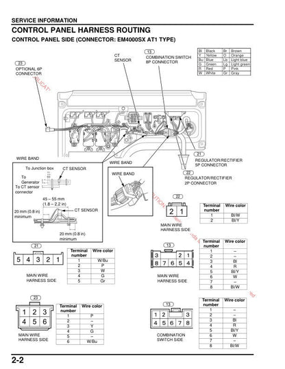 Honda EM4000 EM5000 EM6500 Generator Service Manual sample page with diagrams and specifications