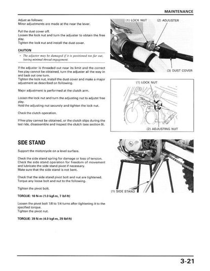 Honda XR 400 R Motorcycle Service Manual sample page from service manual