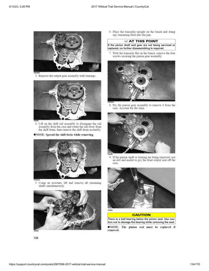 Arctic Cat Wildcat Trail UTV Service Manual sample page with service data and tables